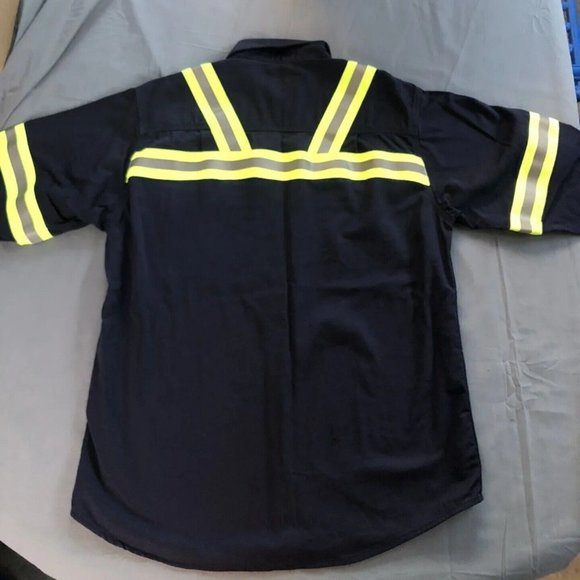 Carhartt FR Button Down Navy Blue Safety Cotton shirts 2XL-Reg ARC 2 NFPA - Picture 3 of 4